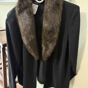 Positive Attitude Black Jacket with Brown Faux Fur Collar